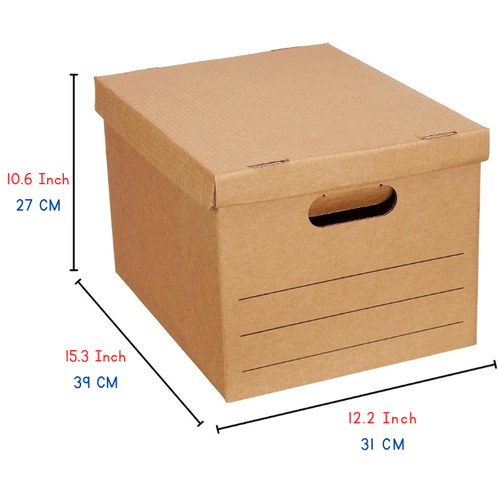 Corrugated Cardboard Archive Box with Lid Brown Medium( L39 x W31 X H27 )
