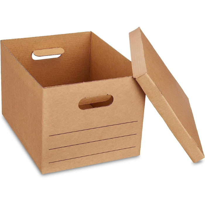 Corrugated Cardboard Archive Box with Lid Brown Medium( L39 x W31 X H27 )