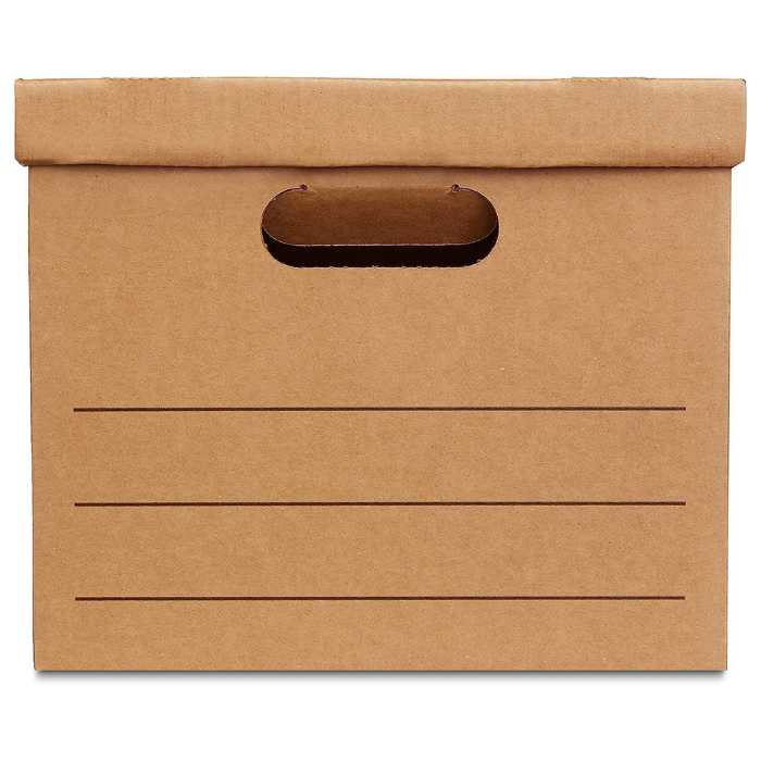 Corrugated Cardboard Archive Box with Lid Brown Medium( L39 x W31 X H27 )