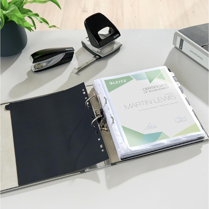 Leitz Cardboard Heavy Duty Black Lever Arch File, With Internal Pocket, Foolscap Size (8 CM / 3 Inch)