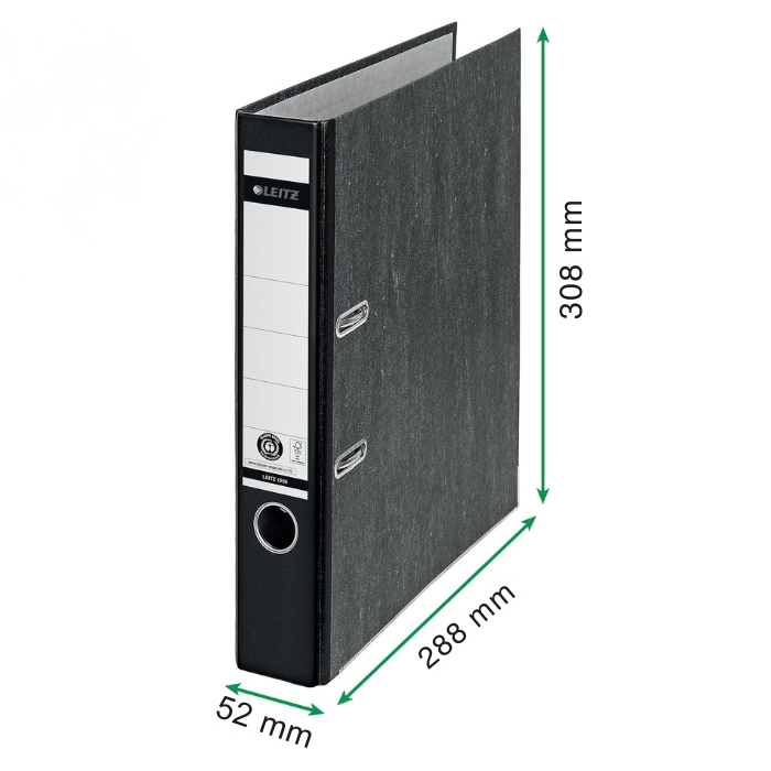 Leitz Cardboard Heavy Duty Black Slim Lever Arch File 180 Degree, With Internal Pocket, Foolscap Size (5 CM / 2 Inch)