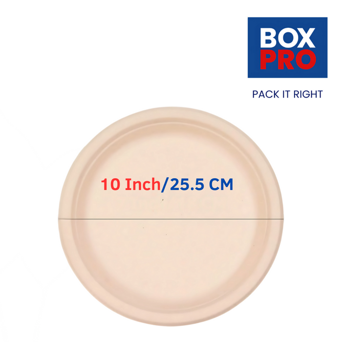 10-Inch Biodegradable Baggase Plates Heavy-Duty, Disposable.