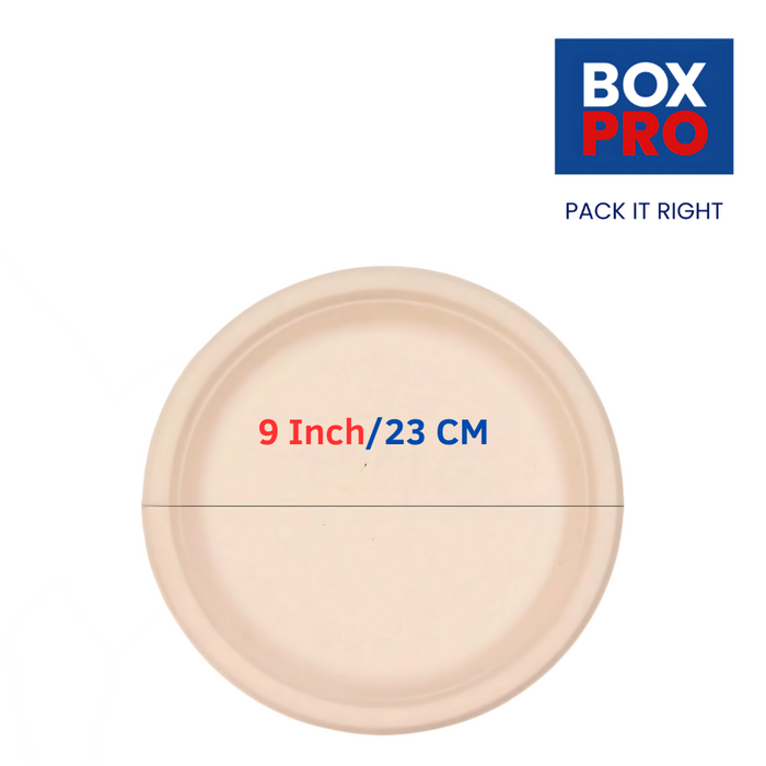 9-Inch Biodegradable Baggase Plates Heavy-Duty, Disposable.