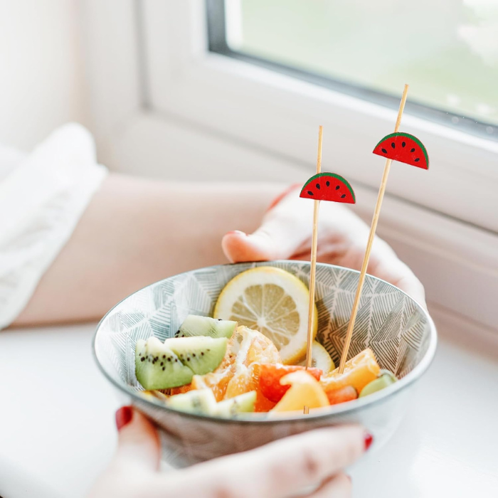 12 CM/4.7 Inches  Disposable Bamboo Skewers Watermelon Shape, Compostable and Earth Friendly.