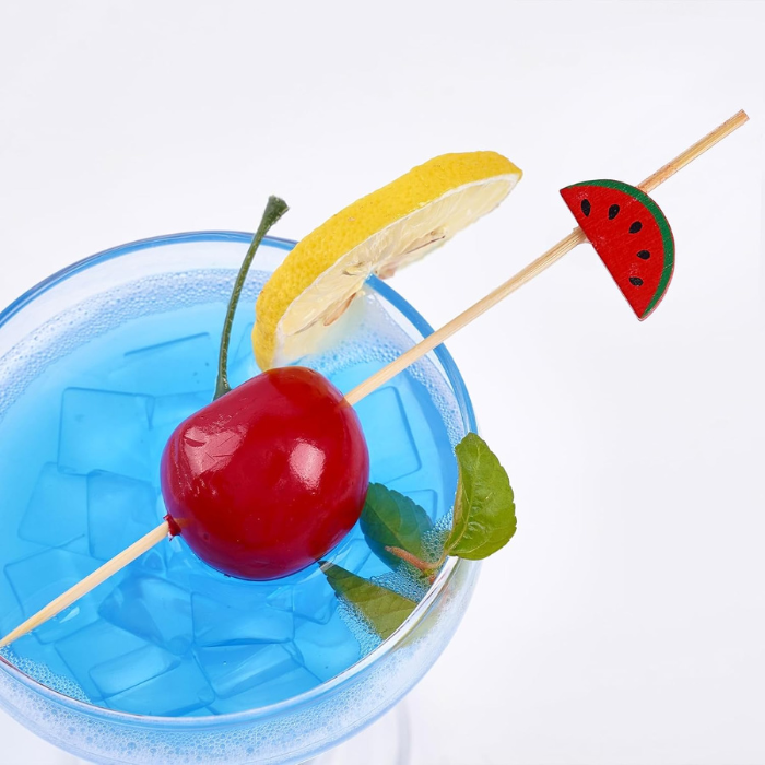 12 CM/4.7 Inches  Disposable Bamboo Skewers Watermelon Shape, Compostable and Earth Friendly.