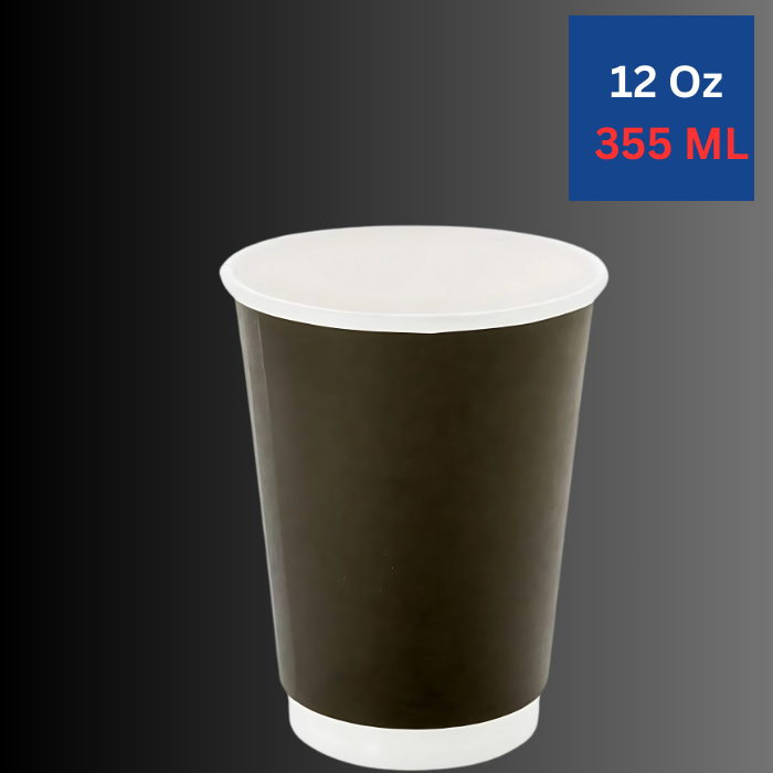 Double Wall Heavy Duty 12 Oz Black Paper Cups.