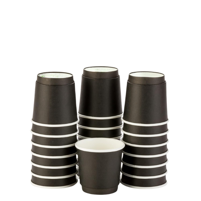 Double Wall Heavy Duty 4 Oz Black Paper Cups.
