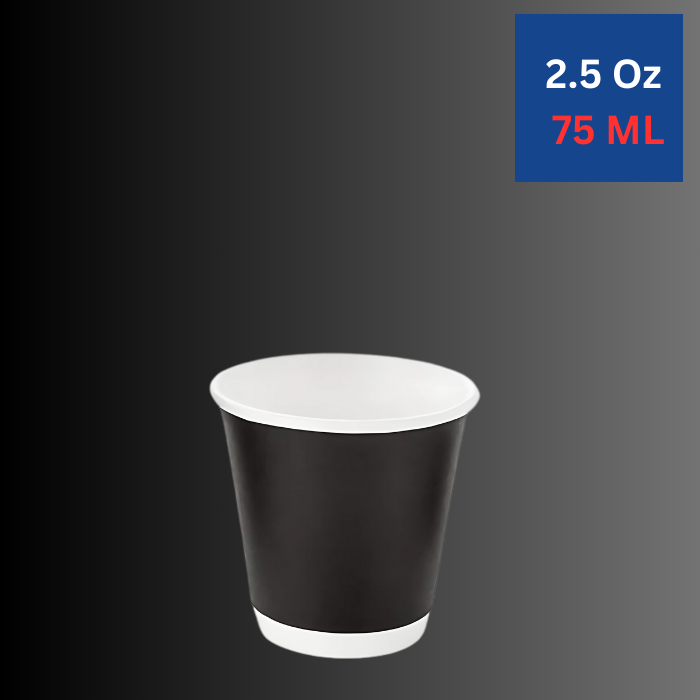 Double Wall Heavy Duty 2.5 Oz Black Paper Cups.