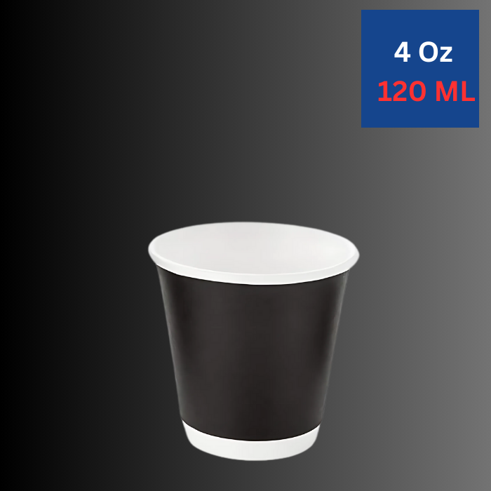 Double Wall Heavy Duty 4 Oz Black Paper Cups.