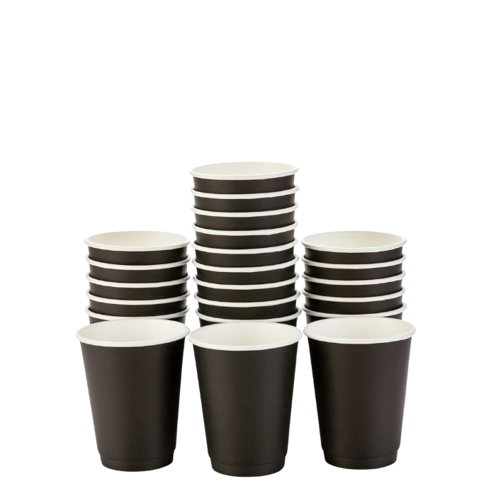 Double Wall Heavy Duty 8 Oz Black Paper Cups.