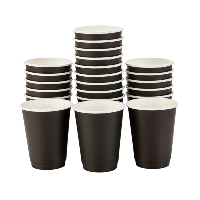 Double Wall Heavy Duty 12 Oz Black Paper Cups.
