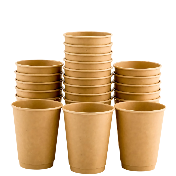 Double Wall Heavy Duty 12 Oz Kraft Paper Cups.