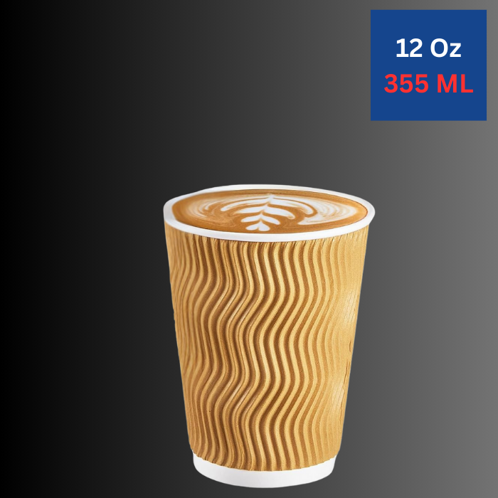 12 Oz Brown Ripple Paper Cups With Lid