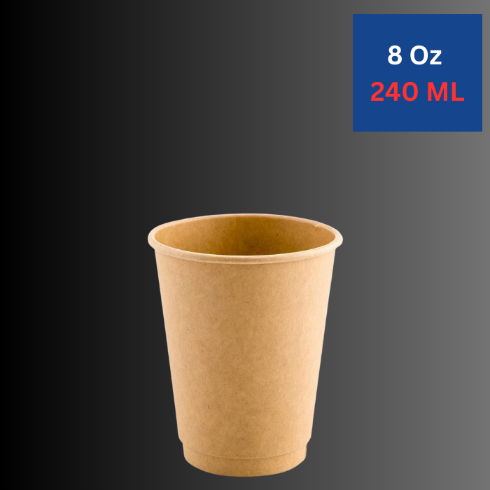 Double Wall Heavy Duty 8 Oz Kraft Paper Cups.