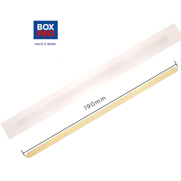 19 CM/7.5 Inches Disposable Wooden Coffee Stirrers Biodegradable Individually Wrapped, Compostable and Earth Friendly.