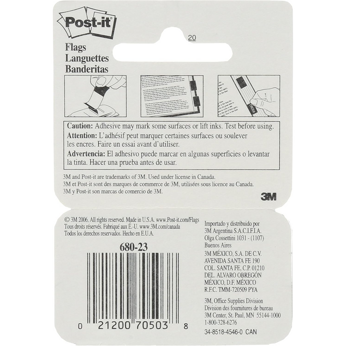 Post-it Flags Dispenser  1/2 x 1.7 in (25.4 x 43.2 mm) Bright Blue Color