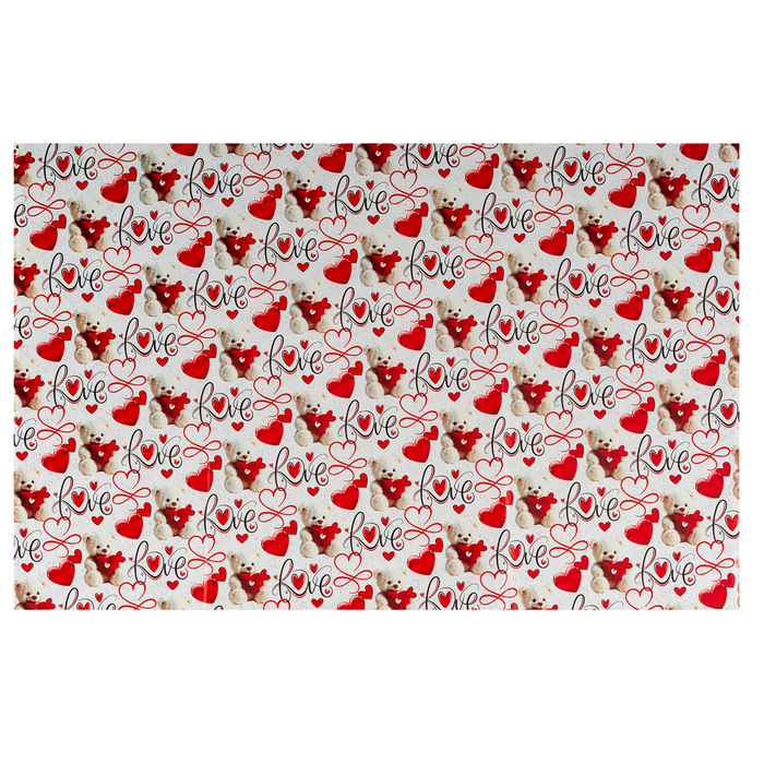 Gift Wrapping Paper Sheets – Love & Teddy Design 70 x 45 cm 80 GSM