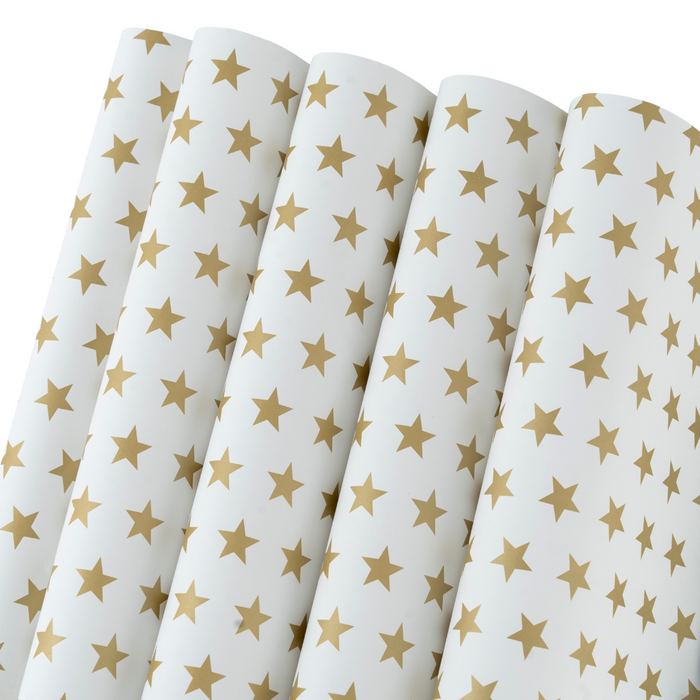 Gift Wrapping Paper Sheets – Gold Star Design 70 x 45 cm 80 GSM
