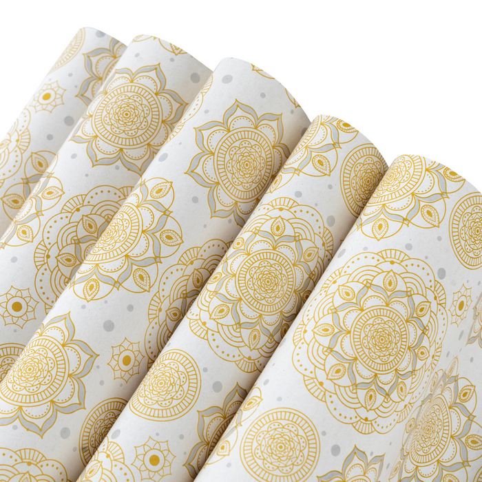 Gift Wrapping Paper Sheets – Gold Mandala Pattern 70 x 45 cm 80 GSM