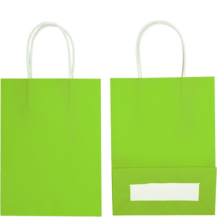 Gifts Paper Bag (22x10x26 CM) 100 GSM Green Fluorescent with Twisted Handles – Bulk Party & Gift Packaging