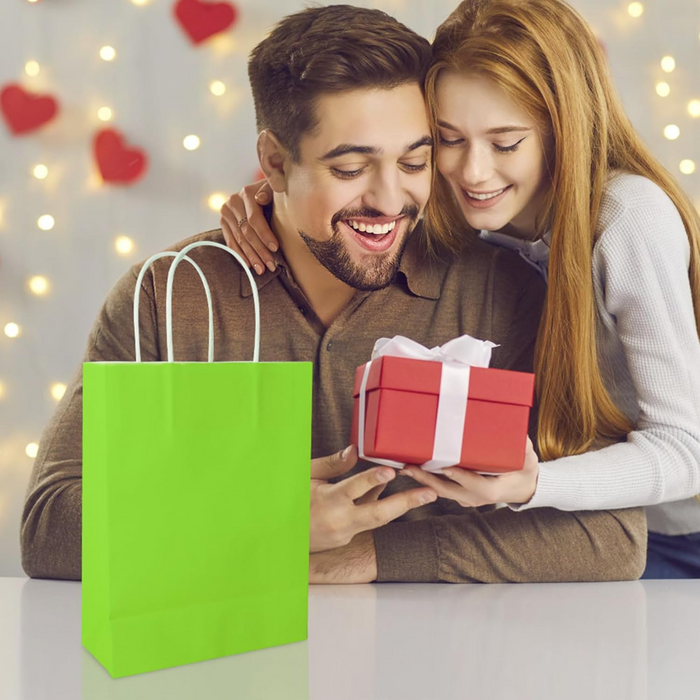 Gifts Paper Bag (22x10x26 CM) 100 GSM Green Fluorescent with Twisted Handles – Bulk Party & Gift Packaging