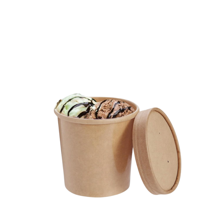 16 Oz Kraft Soup Bowl (500 ML) With Lid.