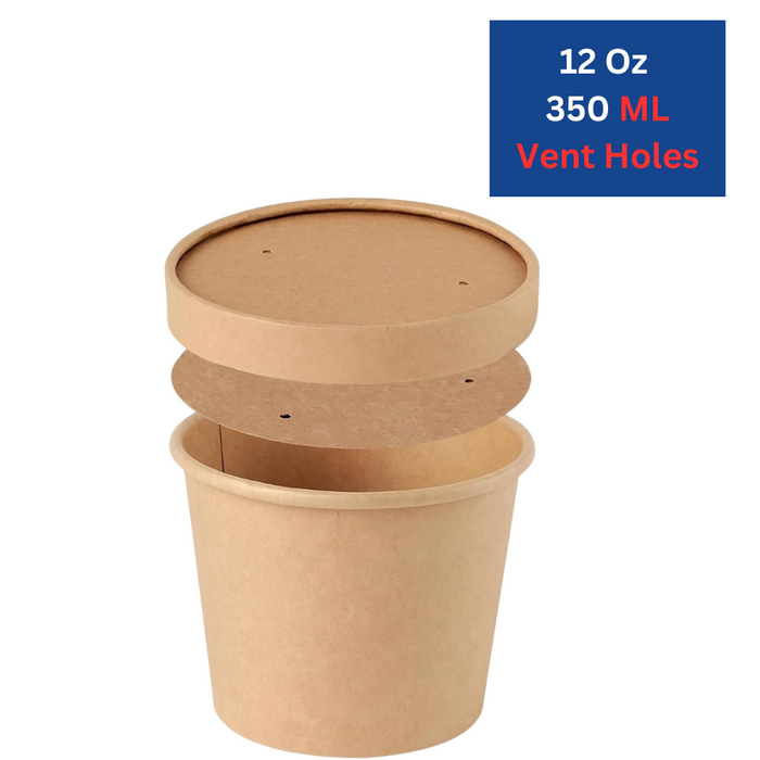 12 Oz Kraft Soup Bowl (350 ML) With Lid.