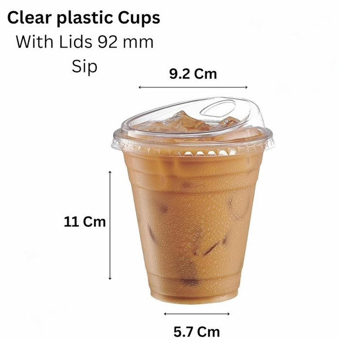 12 Oz/350 ML Clear Plastic Cups with 92mm Dome Lids