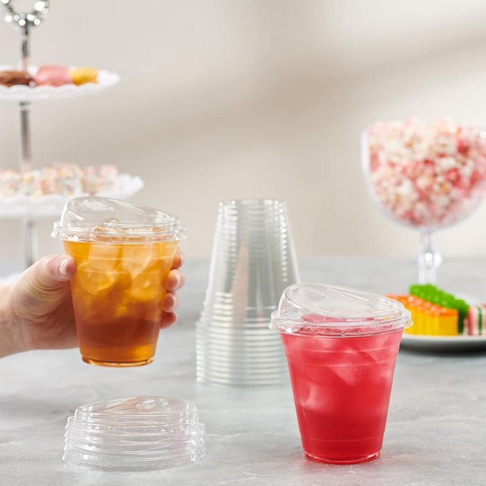 12 Oz/350 ML Clear Plastic Cups with 92mm Dome Lids
