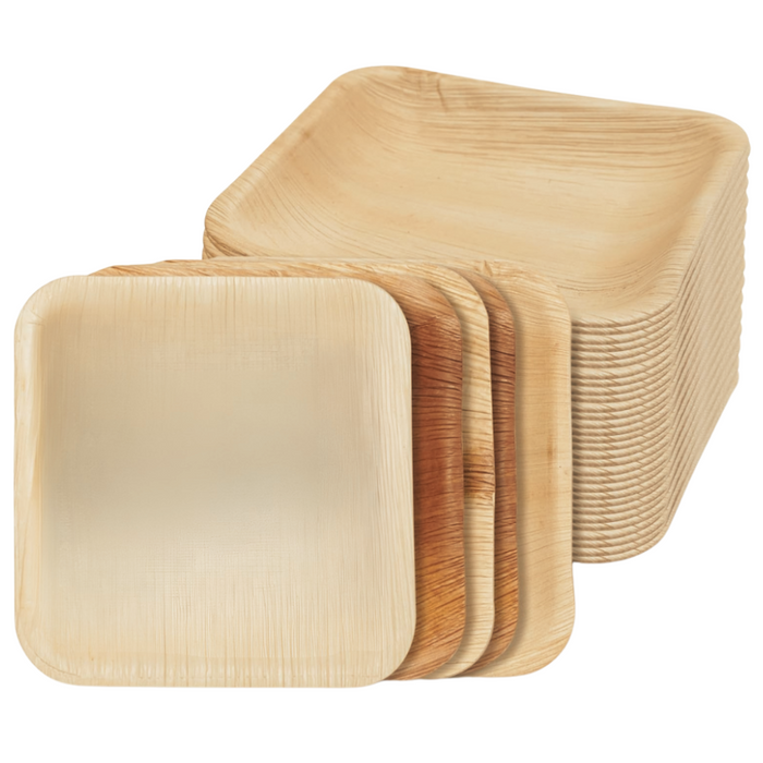 10-Inch Palm Leaf Square Plates Compostable And Biodegradable Eco Friendly Heavy-Duty