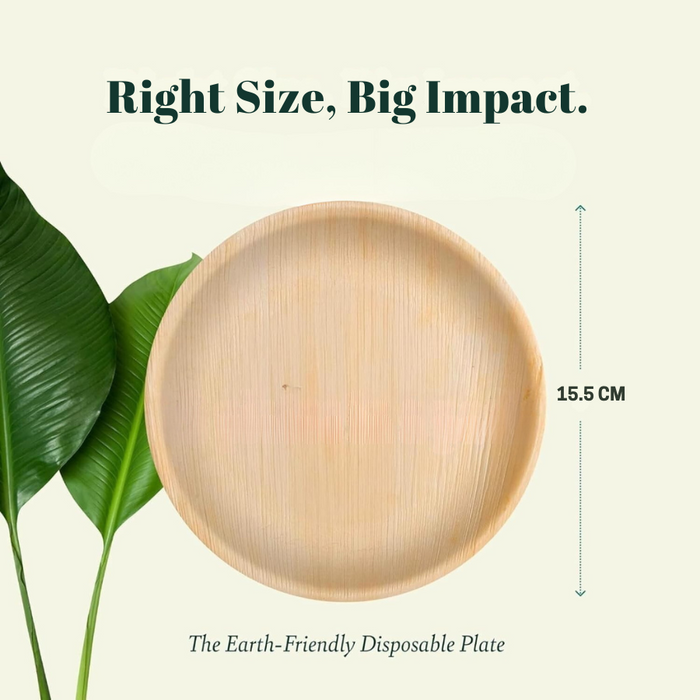 6-Inch Palm Leaf Round Plates Compostable And Biodegradable Eco Friendly Heavy-Duty