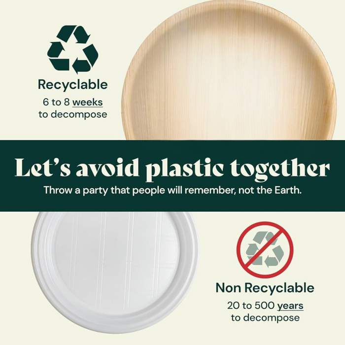10-Inch Palm Leaf Round Plates Compostable And Biodegradable Eco Friendly Heavy-Duty