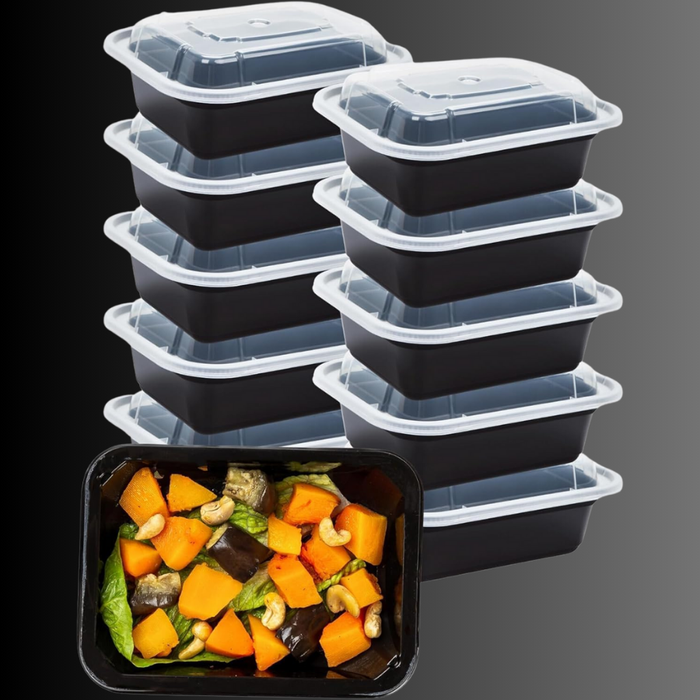 12 Oz Rectangular Meal Prep Containers, 1 Compartment with Lids