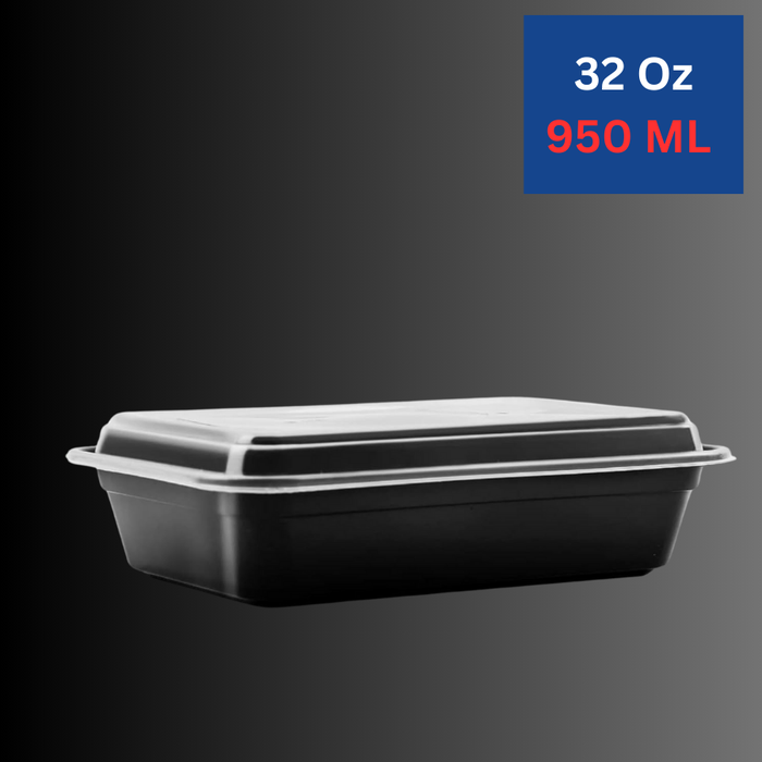 32 Oz Rectangular Meal Prep Containers, 1 Compartment with Lids