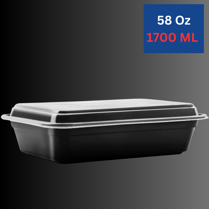 58 Oz Rectangular Meal Prep Containers, 1 Compartment with Lids