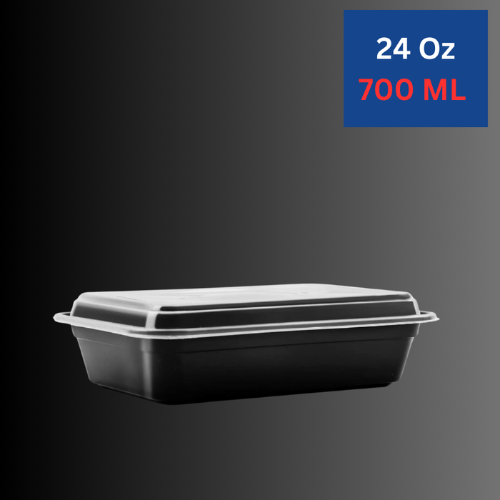 24 Oz Rectangular Meal Prep Containers, 1 Compartment with Lids