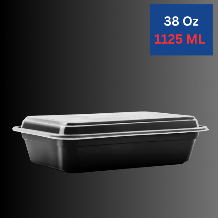 38 Oz Rectangular Meal Prep Containers, 1 Compartment with Lids