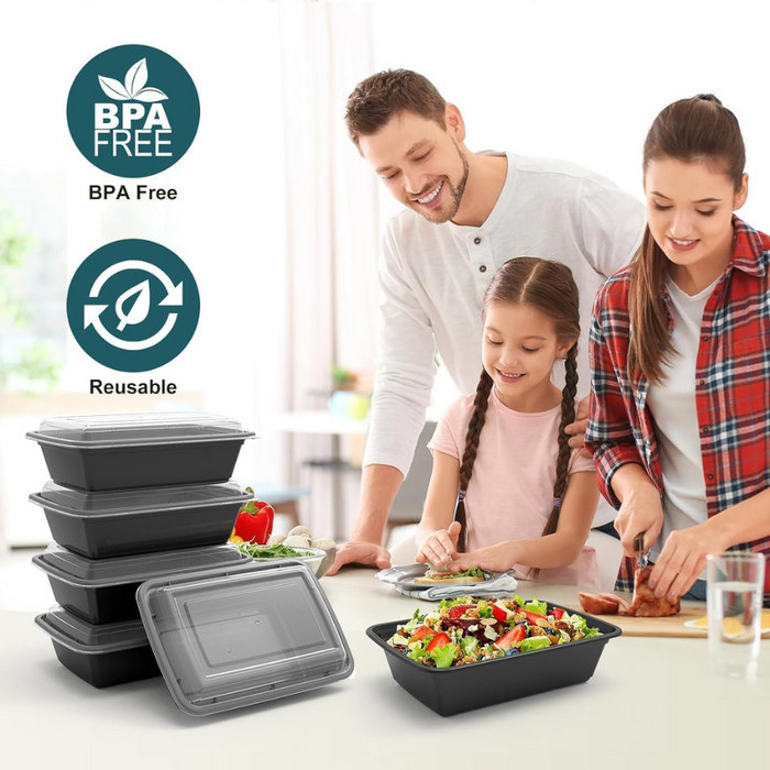38 Oz Rectangular Meal Prep Containers, 1 Compartment with Lids