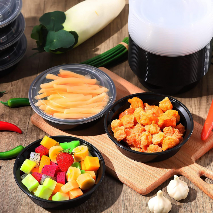 12 Oz Round Meal Prep Containers, 1 Compartment with Lids