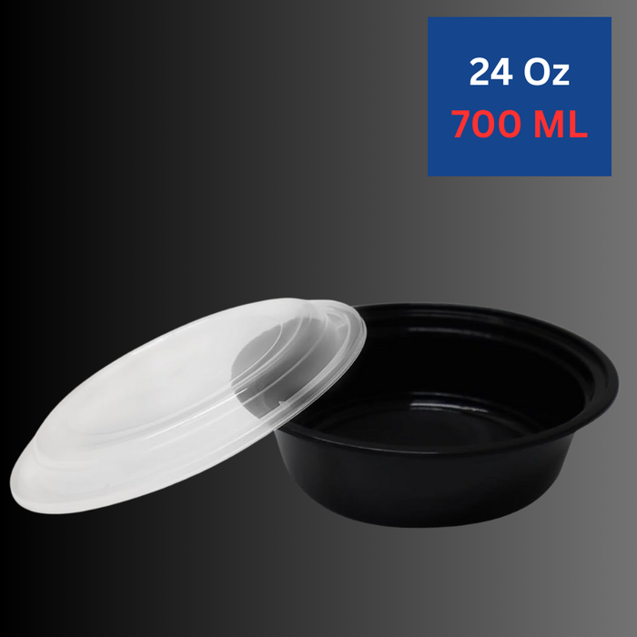 24 Oz Round Meal Prep Containers, 1 Compartment with Lids