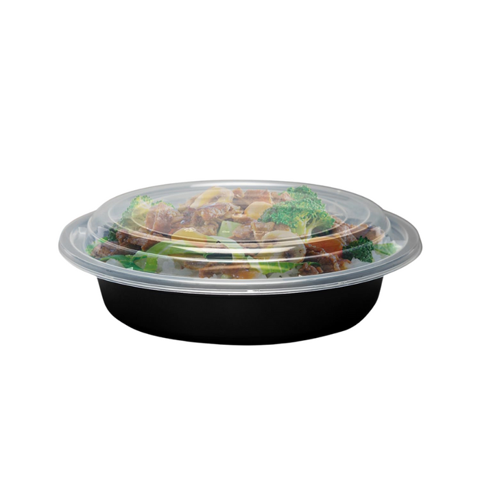 24 Oz Round Meal Prep Containers, 1 Compartment with Lids