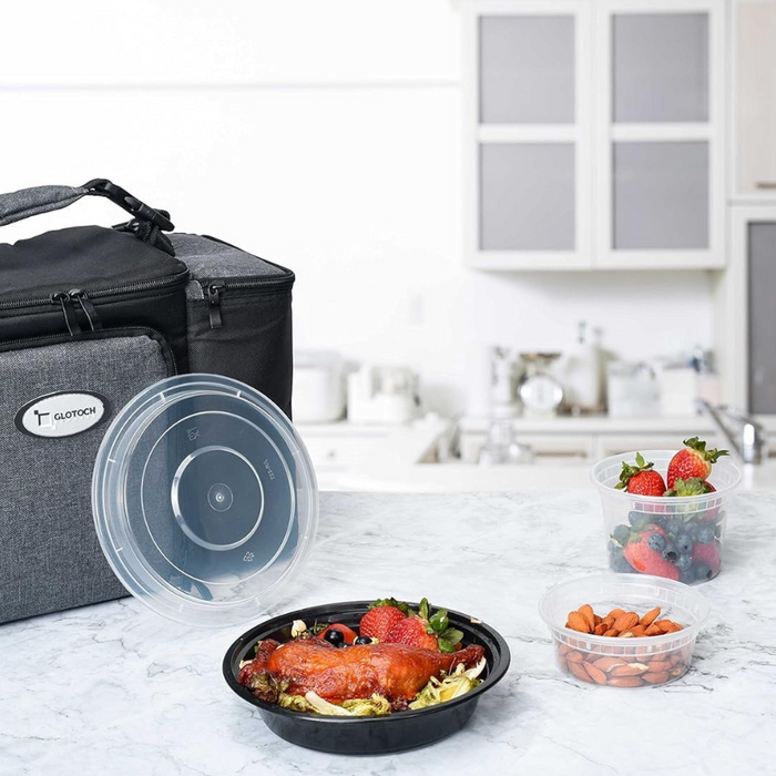 32 Oz Round Meal Prep Containers, 1 Compartment with Lids