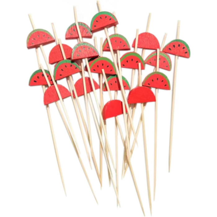 12 CM/4.7 Inches  Disposable Bamboo Skewers Watermelon Shape, Compostable and Earth Friendly.